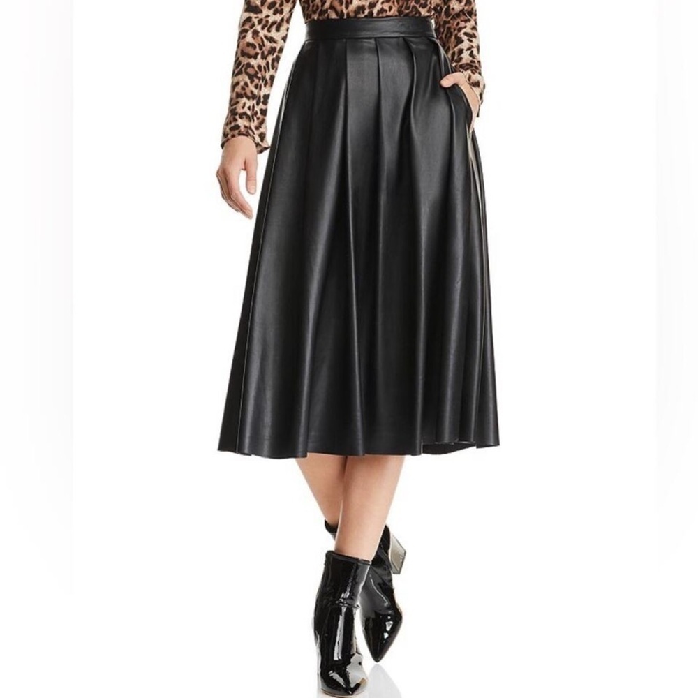 Hudson Faux Leather Pleated Skirt - 29